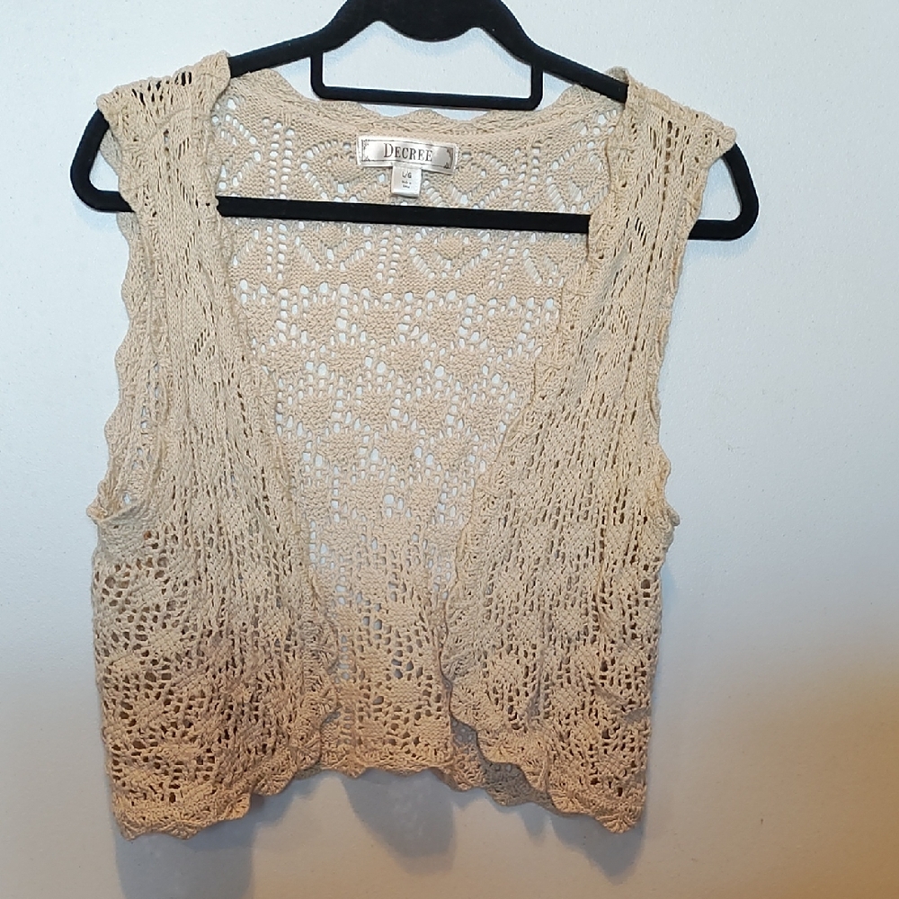 Decree Light Tan Crochet Vest